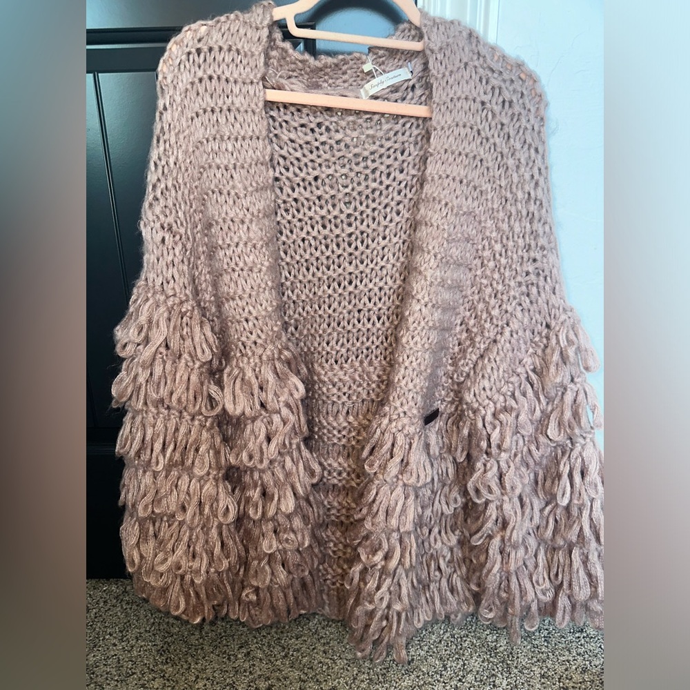 Handmade knit cardigan size medium beautiful, dusty, rose color